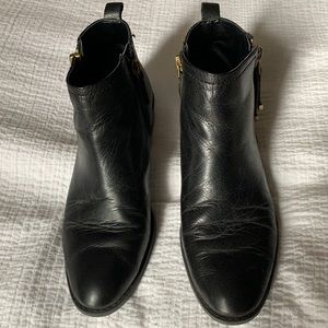Franco Sarto side zip black leather ankle boot